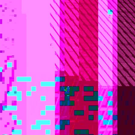 vector vibrant pink violet color stripes blue pixels modern abstract digital glitch graphic design damaged data file backgroundのイラスト素材