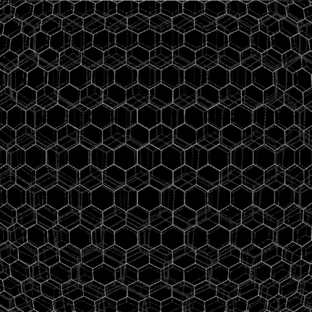 vector glitch parametric design monochrome hexagonal net black background decoration backdropのイラスト素材