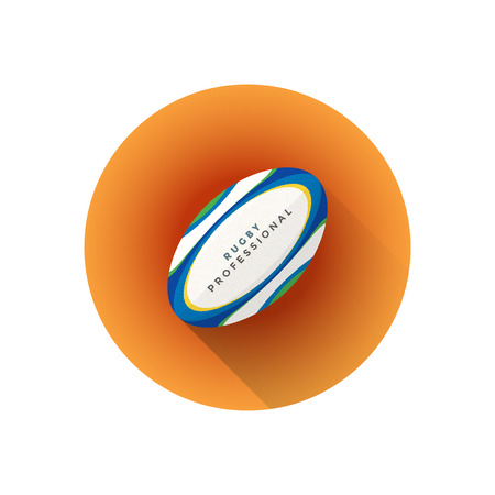 Vector colorful flat design professional rugby ball isolated illustration brown background.のイラスト素材