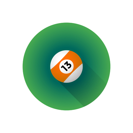 Colorful flat design billiard professional orange stripe ball number 13.のイラスト素材