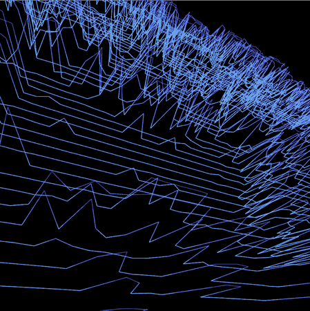 vector glitch parametric landscape design surface blue stripes black background decoration backdropのイラスト素材