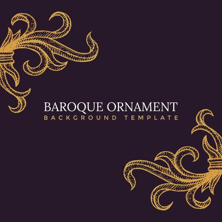 vector gold blackwork tattoo hand drawn engraving vintage baroque ornament illustration decoration dark backgroundのイラスト素材
