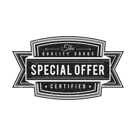 vector vintage black monochrome label grunge texture decoration retro ribbon banner design isolated on white backgroundのイラスト素材