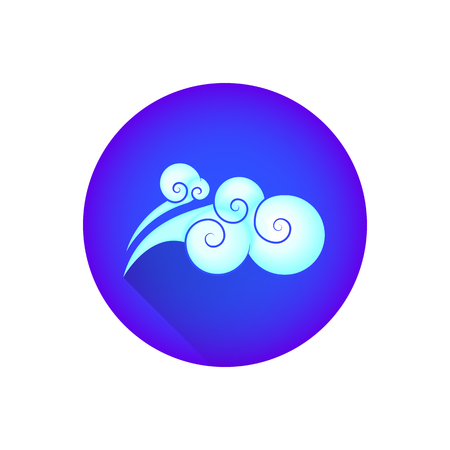 vector colorful asian style traditional Chinese wind clouds illustration flat shadow design round blue backgroundのイラスト素材