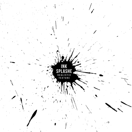 vector black monochrome ink paint splash splatter decorative realistic texture isolated on white background
のイラスト素材