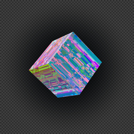 vector vibrant various colors square modern art graphic cubical design element glitch abstract digital damaged data file error on transparent dark backgroundのイラスト素材