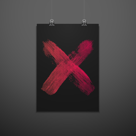 vector dotted texture red color cross artistic shape modern poster design trendy brochure mockup...