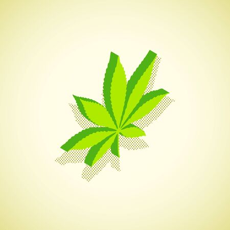 vector isometric design green color cannabis leaf marijuana design icon with shade isolated light backgroundのイラスト素材