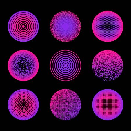 vector textured circle shapes set minimal abstract design decoration elements collection
のイラスト素材