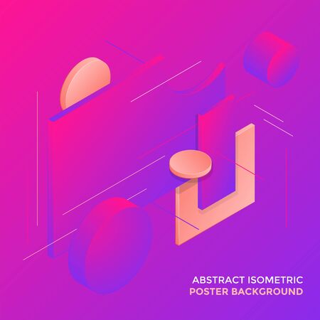 vector vibrant colors abstract volumetric shapes minimal design poster template decoration modern isometric background layoutのイラスト素材