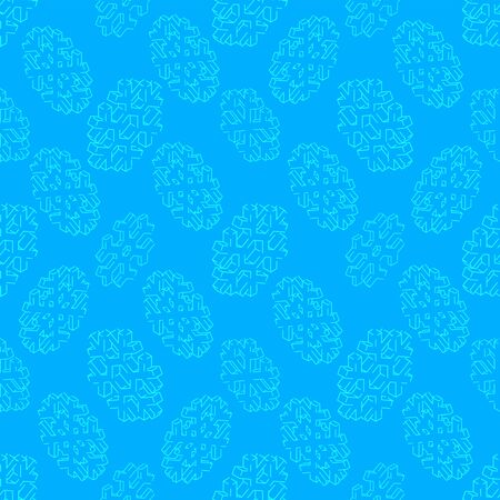 vector blue outline design isometric realistic snowflake icons illustration seamless pattern...