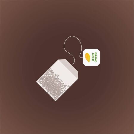 vector tea bag with label top view mock up illustration isolated dark backgroundのイラスト素材