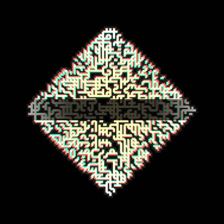 vector anaglyph square pattern surface abstract decoration black backgroundのイラスト素材