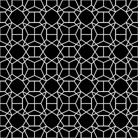 Seamless Geometric Pattern Black and White Vector Illustration, Abstract texture graphic design backgroundのイラスト素材