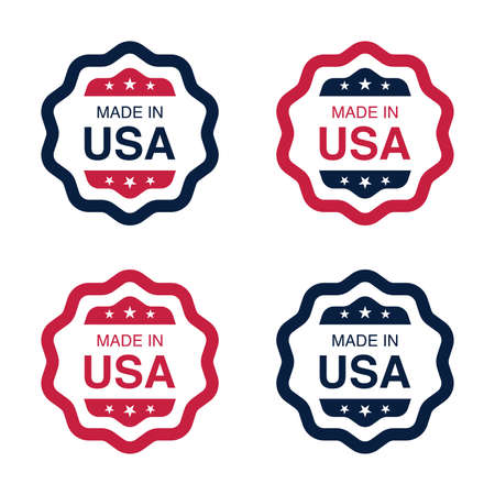 Set of Made in USA (United States of America) signs, labels, and emblems Vector Illustration.のイラスト素材