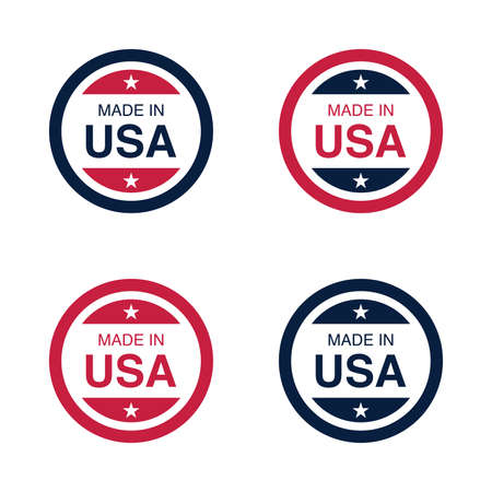 Set of Made in USA (United States of America) signs, labels, and emblems Vector Illustration.のイラスト素材
