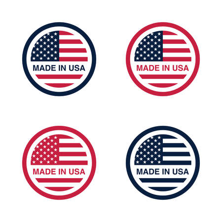 Set of Made in USA (United States of America) signs, labels, and emblems Vector Illustration.のイラスト素材
