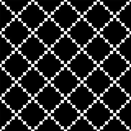 Seamless Black and White Pixel Mosaic Pattern, Abstract Geometric Texture Graphic Design Background.のイラスト素材