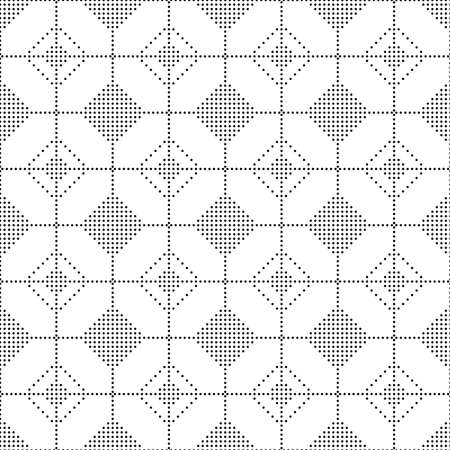 Seamless Black and White Circle Mosaic Pattern, Abstract Geometric Dots Modern Background.のイラスト素材