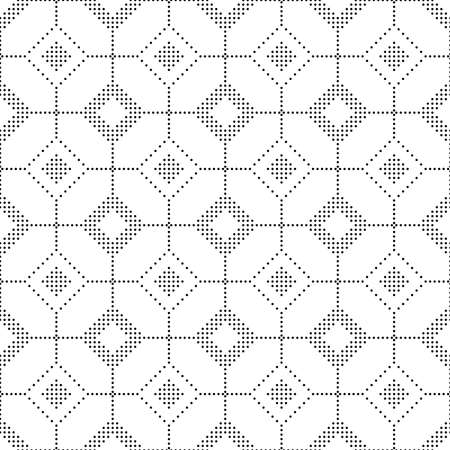 Seamless Black and White Circle Mosaic Pattern, Abstract Geometric Dots Modern Background.のイラスト素材
