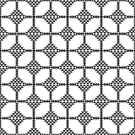 Seamless Black and White Triangles Mosaic Patterns, Abstract Geometric Triangle Background.のイラスト素材