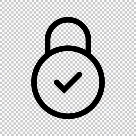 Lock icon flat style isolated on transparent background, Security padlock symbol vector illustration design.のイラスト素材