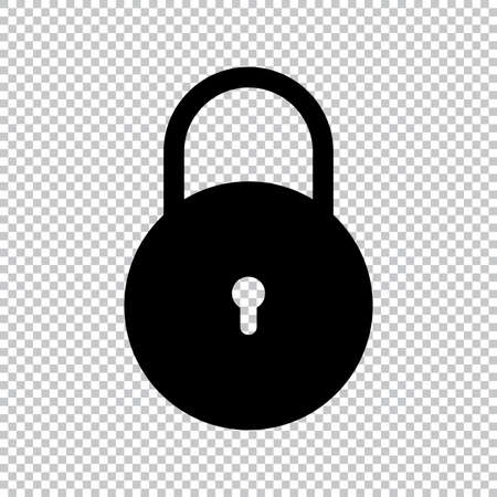 Lock icon flat style isolated on transparent background, Security padlock symbol vector illustration design.のイラスト素材