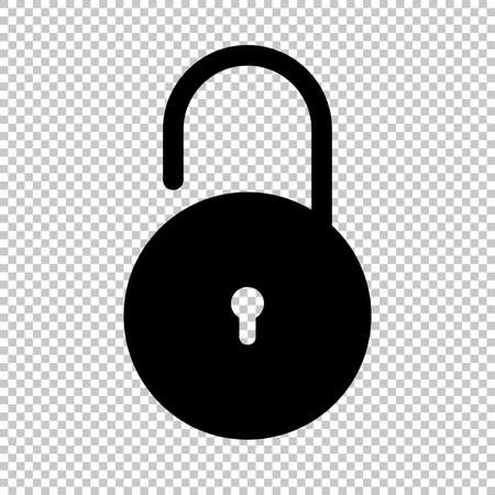 Lock icon flat style isolated on transparent background, Security padlock symbol vector illustration design.のイラスト素材