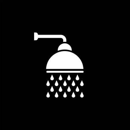 Shower vector icon, Shower faucet flat icon with flowing water drops symbol.のイラスト素材