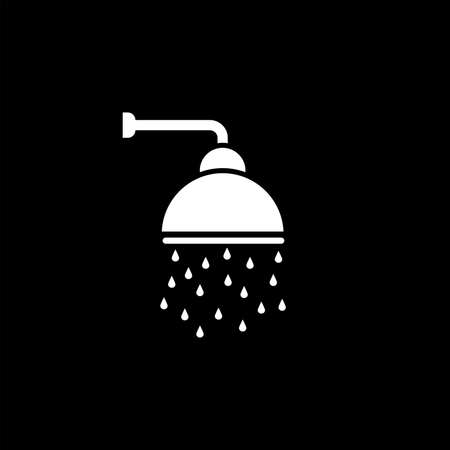 Shower vector icon, Shower faucet flat icon with flowing water drops symbol.のイラスト素材