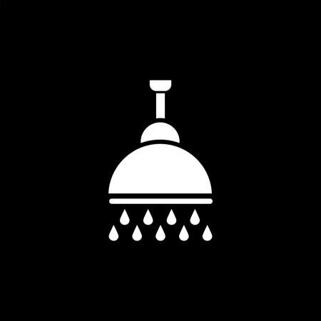 Shower vector icon, Shower faucet flat icon with flowing water drops symbol.のイラスト素材