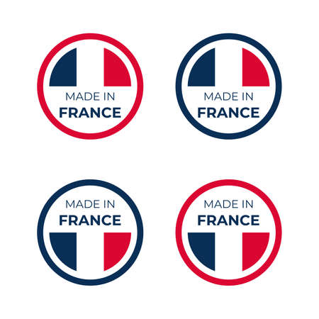 Made in France sign vector illustration for business and product label and badge design based on national flagのイラスト素材