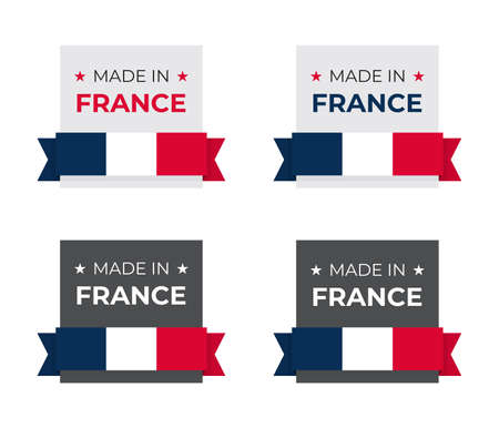 Made in France French icon symbol design illustration for product label and emblem inspired by national flagのイラスト素材