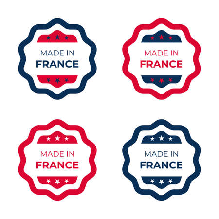Made in France icon vector design illustration for quality business and product label based on French flagのイラスト素材