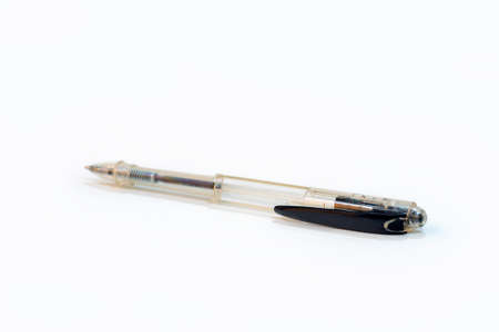 pen isolated on white background, ballpoint black penの写真素材