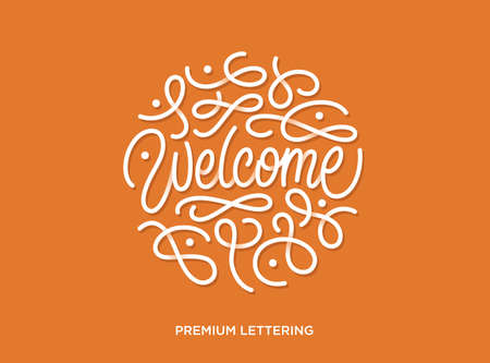 Welcome premium lettering vector illustration with beautiful shadowsのイラスト素材