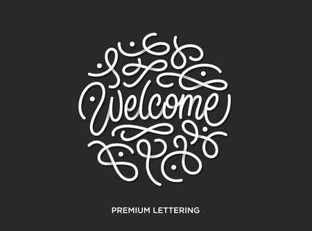 Welcome premium lettering vector illustration with beautiful shadowsのイラスト素材