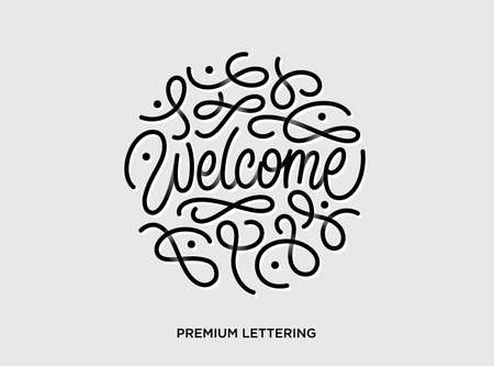 Welcome premium lettering vector illustration with beautiful shadowsのイラスト素材