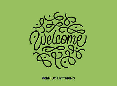 Welcome premium lettering vector illustration with beautiful shadowsのイラスト素材