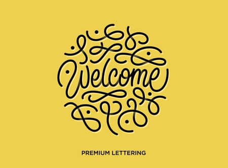 Welcome premium lettering vector illustration with beautiful shadowsのイラスト素材