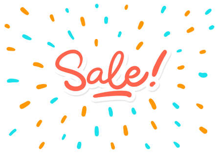 Sale vector lettering postcard with bright splash effectのイラスト素材