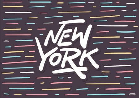 New York lettering logo vector postcard with bright splashのイラスト素材