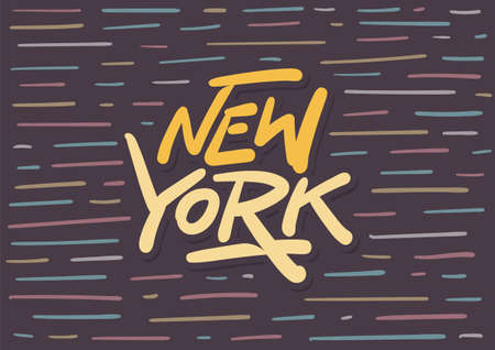 New York lettering logo vector postcard with bright splashのイラスト素材