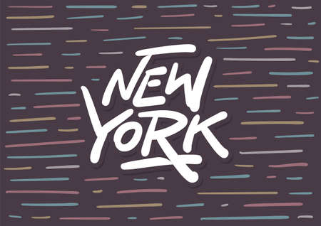New York lettering logo vector postcard with bright splashのイラスト素材
