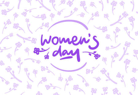 Womens day vector lettering logo postcard with flowersの写真素材