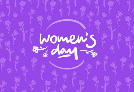 Womens day vector lettering logo postcard with flowersの写真素材