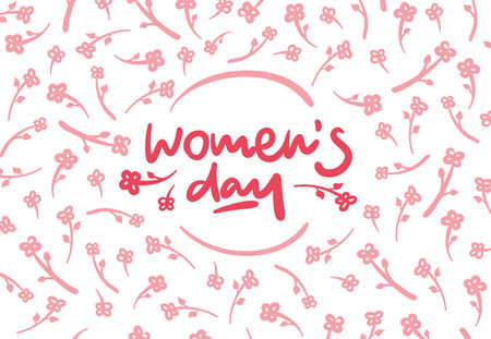 Womens day vector lettering logo postcard with flowersの写真素材