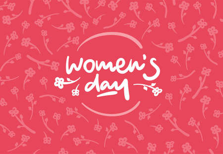Womens day vector lettering logo postcard with flowersの写真素材