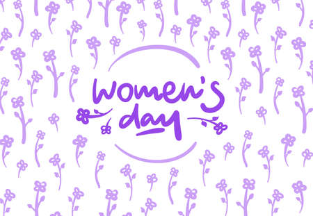 Womens day vector lettering logo postcard with flowersの写真素材