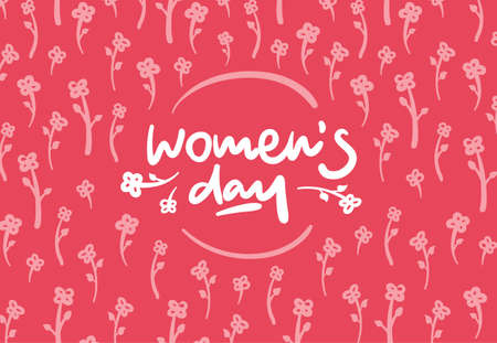 Womens day vector lettering logo postcard with flowersの写真素材